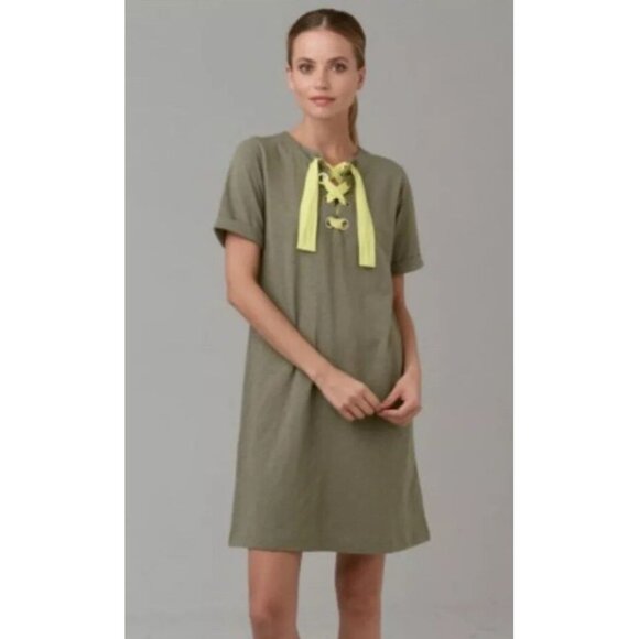 Lisa Todd Why Not Dress Green Shift size XL 100% Cotton summer - Picture 1 of 7